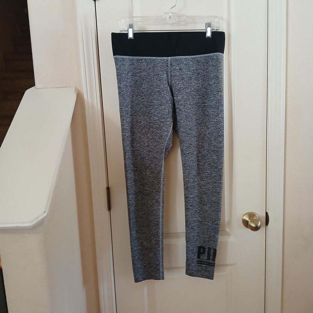 Victoria's Secret PINK Heathered Gray Leggings M Activewear Yoga Basic Workout